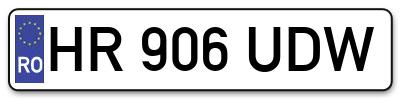 Placuta inmatriculare numar auto  HR-906-UDW, HR 906 UDW, HR906UDW
