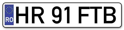 Placuta inmatriculare numar auto  HR-91-FTB, HR 91 FTB, HR91FTB