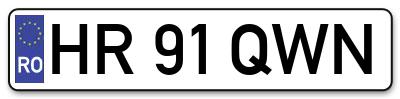 Placuta inmatriculare numar auto  HR-91-QWN, HR 91 QWN, HR91QWN