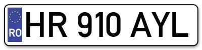 Placuta inmatriculare numar auto  HR-910-AYL, HR 910 AYL, HR910AYL