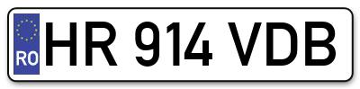 Placuta inmatriculare numar auto  HR-914-VDB, HR 914 VDB, HR914VDB