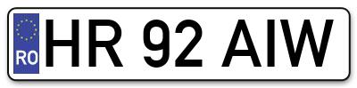 Placuta inmatriculare numar auto  HR-92-AIW, HR 92 AIW, HR92AIW