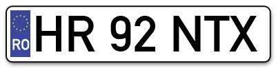 Placuta inmatriculare numar auto  HR-92-NTX, HR 92 NTX, HR92NTX