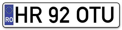 Placuta inmatriculare numar auto  HR-92-OTU, HR 92 OTU, HR92OTU