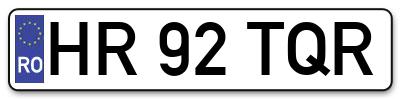 Placuta inmatriculare numar auto  HR-92-TQR, HR 92 TQR, HR92TQR