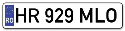 Placuta inmatriculare numar auto  HR-929-MLO, HR 929 MLO, HR929MLO