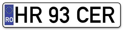 Placuta inmatriculare numar auto  HR-93-CER, HR 93 CER, HR93CER