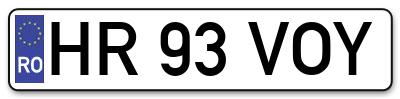 Placuta inmatriculare numar auto  HR-93-VOY, HR 93 VOY, HR93VOY