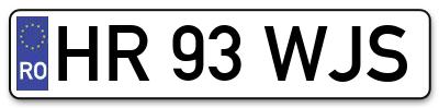 Placuta inmatriculare numar auto  HR-93-WJS, HR 93 WJS, HR93WJS