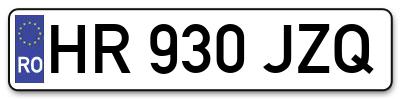 Placuta inmatriculare numar auto  HR-930-JZQ, HR 930 JZQ, HR930JZQ