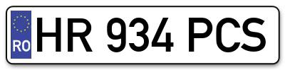 Placuta inmatriculare numar auto  HR-934-PCS, HR 934 PCS, HR934PCS