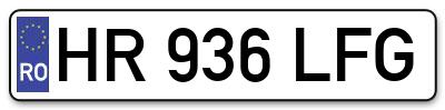 Placuta inmatriculare numar auto  HR-936-LFG, HR 936 LFG, HR936LFG