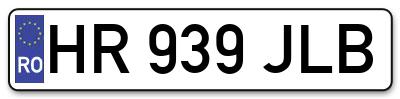 Placuta inmatriculare numar auto  HR-939-JLB, HR 939 JLB, HR939JLB