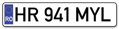 Placuta inmatriculare numar auto  HR-941-MYL, HR 941 MYL, HR941MYL