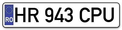 Placuta inmatriculare numar auto  HR-943-CPU, HR 943 CPU, HR943CPU