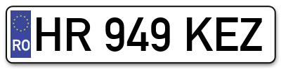Placuta inmatriculare numar auto  HR-949-KEZ, HR 949 KEZ, HR949KEZ