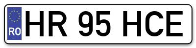 Placuta inmatriculare numar auto  HR-95-HCE, HR 95 HCE, HR95HCE