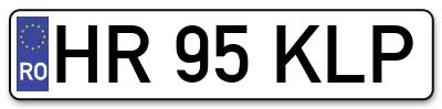 Placuta inmatriculare numar auto  HR-95-KLP, HR 95 KLP, HR95KLP