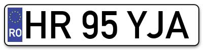 Placuta inmatriculare numar auto  HR-95-YJA, HR 95 YJA, HR95YJA