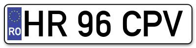 Placuta inmatriculare numar auto  HR-96-CPV, HR 96 CPV, HR96CPV