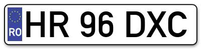Placuta inmatriculare numar auto  HR-96-DXC, HR 96 DXC, HR96DXC