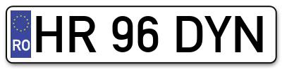 Placuta inmatriculare numar auto  HR-96-DYN, HR 96 DYN, HR96DYN