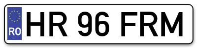 Placuta inmatriculare numar auto  HR-96-FRM, HR 96 FRM, HR96FRM