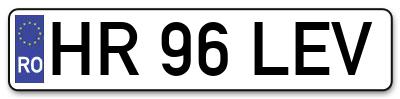 Placuta inmatriculare numar auto  HR-96-LEV, HR 96 LEV, HR96LEV