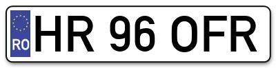 Placuta inmatriculare numar auto  HR-96-OFR, HR 96 OFR, HR96OFR
