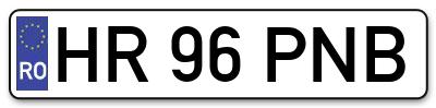 Placuta inmatriculare numar auto  HR-96-PNB, HR 96 PNB, HR96PNB