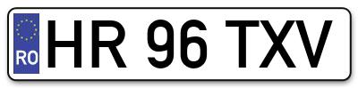 Placuta inmatriculare numar auto  HR-96-TXV, HR 96 TXV, HR96TXV