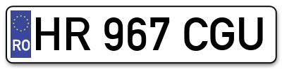 Placuta inmatriculare numar auto  HR-967-CGU, HR 967 CGU, HR967CGU