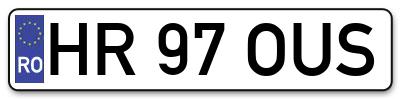Placuta inmatriculare numar auto  HR-97-OUS, HR 97 OUS, HR97OUS
