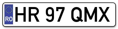 Placuta inmatriculare numar auto  HR-97-QMX, HR 97 QMX, HR97QMX