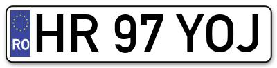 Placuta inmatriculare numar auto  HR-97-YOJ, HR 97 YOJ, HR97YOJ