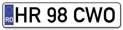 Placuta inmatriculare numar auto  HR-98-CWO, HR 98 CWO, HR98CWO
