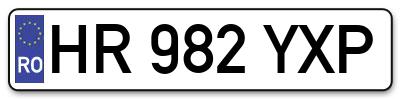Placuta inmatriculare numar auto  HR-982-YXP, HR 982 YXP, HR982YXP