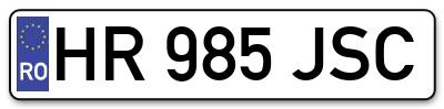 Placuta inmatriculare numar auto  HR-985-JSC, HR 985 JSC, HR985JSC