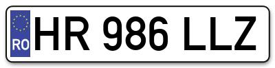 Placuta inmatriculare numar auto  HR-986-LLZ, HR 986 LLZ, HR986LLZ