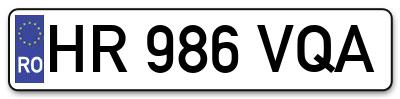 Placuta inmatriculare numar auto  HR-986-VQA, HR 986 VQA, HR986VQA