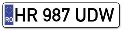 Placuta inmatriculare numar auto  HR-987-UDW, HR 987 UDW, HR987UDW