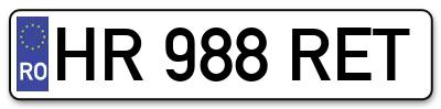 Placuta inmatriculare numar auto  HR-988-RET, HR 988 RET, HR988RET
