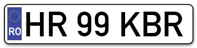 Placuta inmatriculare numar auto  HR-99-KBR, HR 99 KBR, HR99KBR