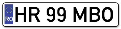 Placuta inmatriculare numar auto  HR-99-MBO, HR 99 MBO, HR99MBO