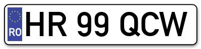 Placuta inmatriculare numar auto  HR-99-QCW, HR 99 QCW, HR99QCW