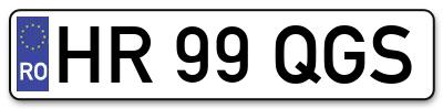 Placuta inmatriculare numar auto  HR-99-QGS, HR 99 QGS, HR99QGS