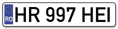 Placuta inmatriculare numar auto  HR-997-HEI, HR 997 HEI, HR997HEI