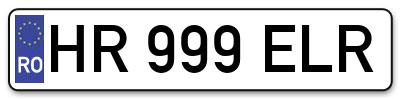 Placuta inmatriculare numar auto  HR-999-ELR, HR 999 ELR, HR999ELR