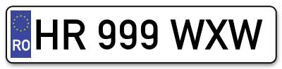 Placuta inmatriculare numar auto  HR-999-WXW, HR 999 WXW, HR999WXW