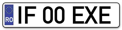 Placuta inmatriculare numar auto  IF-00-EXE, IF 00 EXE, IF00EXE